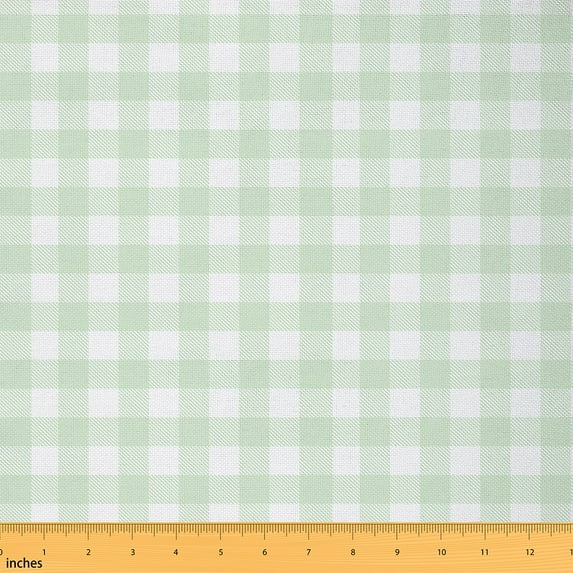 Castle Fairy Geometric Plaid Fabric by the Yard 2 Yards for Teens,Green White Room Decor Fabric by the Yard,Minimalist Lattice Sewing Fabric,Luxury Bedroom Decor