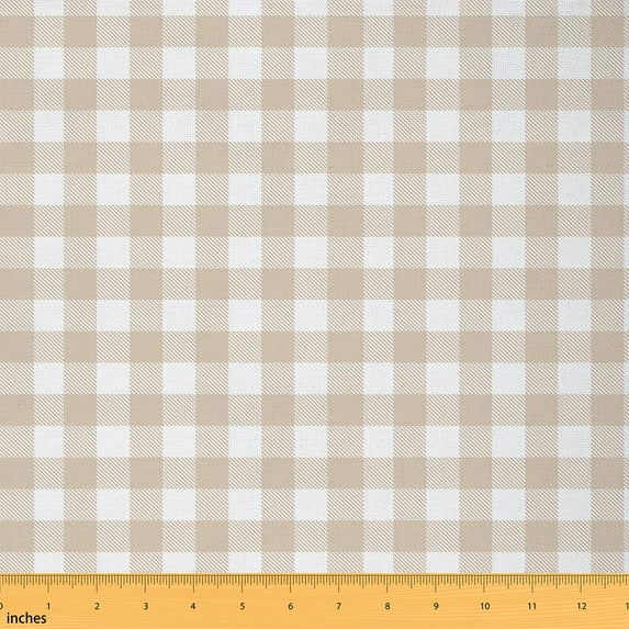Castle Fairy Geometric Plaid Fabric by the Yard 2 Yards for Teens,Wheat White Room Decor Fabric by the Yard,Minimalist Lattice Sewing Fabric,Luxury Bedroom Decor