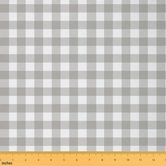 Castle Fairy Geometric Plaid Fabric by the Yard 2 Yards for Teens,White Grey Room Decor Fabric by the Yard,Minimalist Lattice Sewing Fabric,Luxury Bedroom Decor