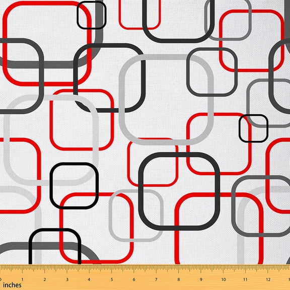 Castle Fairy Geometric Rectangle Fabric by the Yard 3 Yards,Abstract Vintage Sewing Fabric,Mid Century Fabric for Sewing,Luxury Bedroom Decor