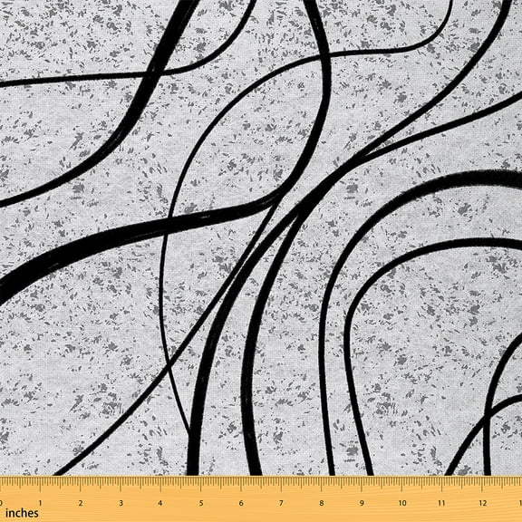 Castle Fairy Geometric Stripes Fabric by the Yard 1 Yard,Abstract Vintage Home Decor Fabric by the Yard,Swirl Lines Room Decor Fabric by the Yard,Super Cozy Minimalist Room Decor