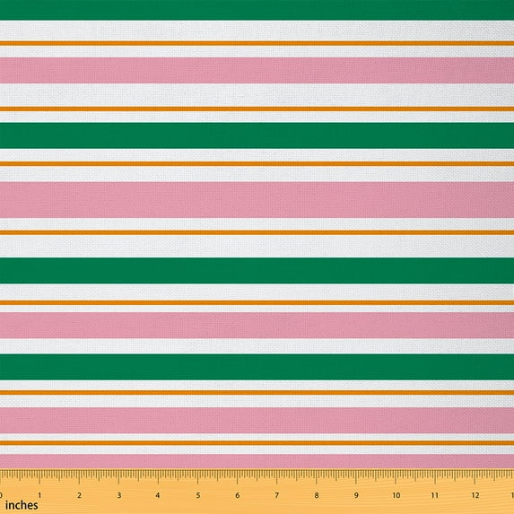 Castle Fairy Geometric Stripes Fabric by the Yard 2 Yards for Teens,Green Pink Room Decor Fabric by the Yard,Abstract Vintage Sewing Fabric,Ultra Soft Home Decor