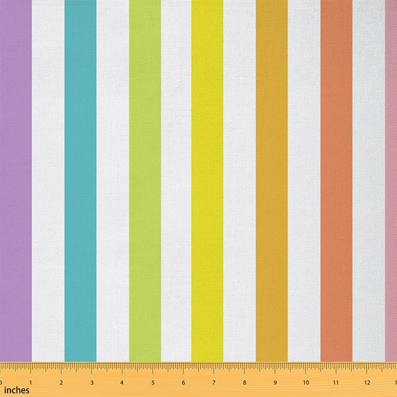 Castle Fairy Geometric Stripes Fabric by the Yard 3 Yards,Colorful Rectangle Sewing Fabric,Mid Century Fabric for Sewing,Super Cozy Room Decor