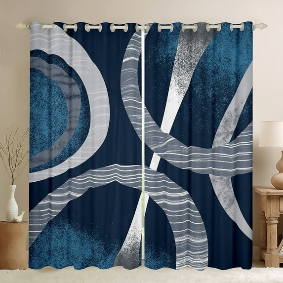 Castle Fairy Geometric Stripes Lines Black Out Curtains for Children Teens Adults,Abstract Gradient Curtains Pack of 2 (42x63 Each),Vintage Aesthetic Bedroom Curtains,Ultra Soft Home Decor