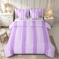 thumbnail image 1 of Castle Fairy Geometric Thin Vertical Stripe 7-Piece Twin Bedding,Mid Century Wide Band Bedding Comforter Set,Lavender White,Reversible, 1 of 7