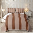 thumbnail image 1 of Castle Fairy Geometric Thin Vertical Stripe Quilt King 3 Pieces,Mid Century Wide Band King Coverlet Set,Coffee White,1 Bedspread and 2 Pillowcases, 1 of 7