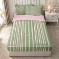 thumbnail image 1 of Castle Fairy Geometric Vertical Stripe Zipper Full Size Comforter Sets with Fitted Sheet and 2 Pillowcases,Minimalist Thin Line Zipper Bedding Set,Sage Pink White,Reversible, 1 of 7