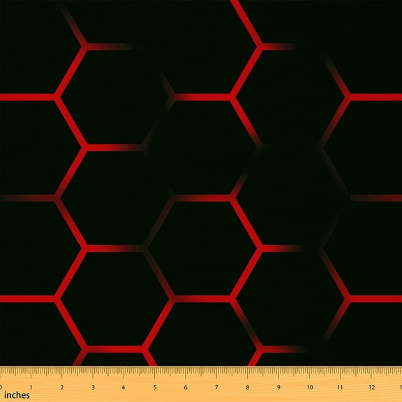 Castle Fairy Geometric Honeycomb Fabric by the Yard 3 Yards,Gradient Hexagon Sewing Fabric,Contemporary Abstract Fabric for Sewing,Breathable Home Decor