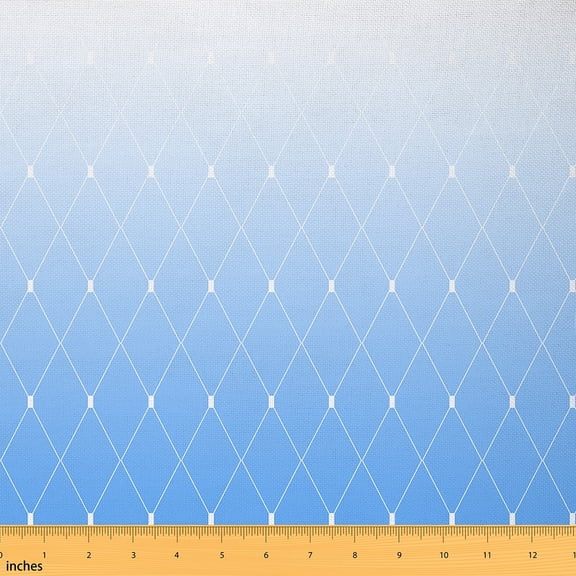 Castle Fairy Geometric Rhombus Diamond Fabric by the Yard 2 Yards, Gray Blue Sewing Fabric, Watercolor Gradient Ombre Room Decor Fabric by the Yard