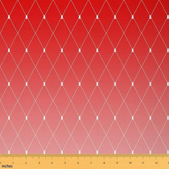 Castle Fairy Geometric Rhombus Diamond Fabric by the Yard 2 Yards, Red Pink Sewing Fabric, Watercolor Gradient Ombre Room Decor Fabric by the Yard