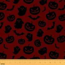 Castle Fairy Ghost Pumpkin Bat Fabric by the Yard 1 Yard,Happy Halloween Home Decor Fabric by the Yard,Gothic Style Room Decor Fabric by the Yard,Super Cozy Room Decor