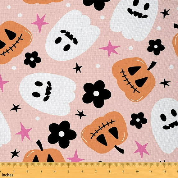 Castle Fairy Ghost Pumpkin Girl Fabric by the Yard 10 Yards,Groovy Flower Room Decor Fabric by the Yard,Festival Halloween Fabric for Sewing,Super Cozy Room Decor