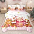 thumbnail image 1 of Castle Fairy Gingerbread Man Candy Cane 7-Piece Twin Bedding Sets for Teens Women Men,Happy Christmas Snowflake Bedding Comforter Set,Pink Geometric Plaid Breathable Sheet Sets, 1 of 8