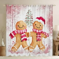 Castle Fairy Gingerbread Man Girl Black Out Curtains,Merry Christmas Curtains Pack of 2 (42x63 Each),Festival Xmas Bedroom Curtains,Super Cozy Room Decor
