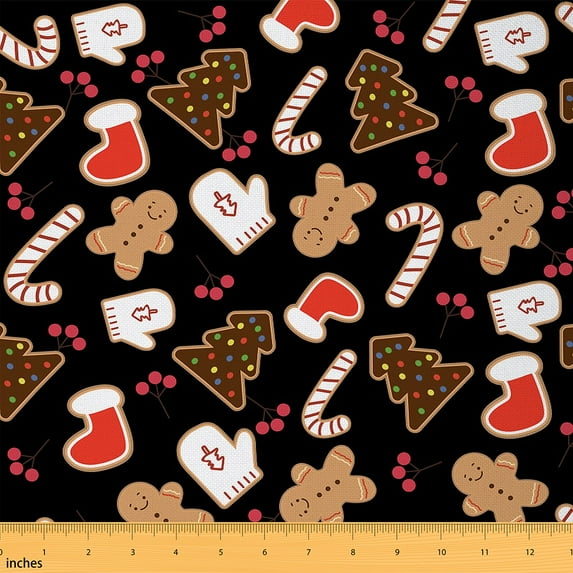 Castle Fairy Gingerbread Man Girl Fabric by the Yard 3 Yards,Candy Canes Sewing Fabric,Happy New Year Fabric for Sewing,Breathable Home Decor