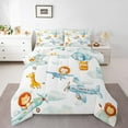 thumbnail image 1 of Castle Fairy Giraffe Lion Fox 2Pcs Bedding Comforter Set for Preppy Kids Child,Kawaii Plane Twin Comforter Sets,Cartoon Animal Breathable Bedding Set,Super Cozy Room Decor, 1 of 8