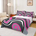thumbnail image 1 of Castle Fairy Girls Abstract Stripes 3pcs Twin Sheet Sets,Geometric Lines Twin Fitted Sheet,Black Pink Breathable Flat Sheet,Lightweight Room Decor, 1 of 7
