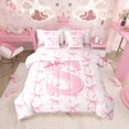 thumbnail image 1 of Castle Fairy Girls Alphabet S 7-Piece Twin Bedding Sets,Personalized Initial Bedding Comforter Set,Pink Bow Breathable Sheet Sets,Ultra Soft Home Decor, 1 of 8