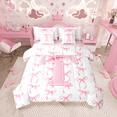 thumbnail image 1 of Castle Fairy Girls Alphabet T 7-Piece Twin Bedding Sets,Personalized Initial Bedding Comforter Set,Pink Bow Breathable Sheet Sets,Ultra Soft Home Decor, 1 of 8