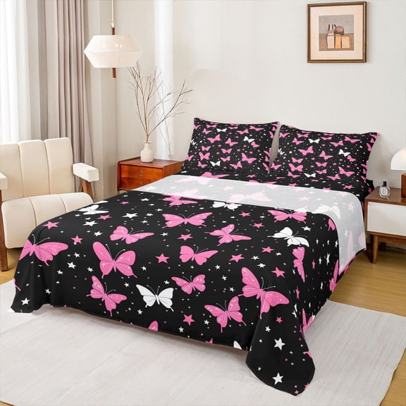 Castle Fairy Girls Cartoon Butterflies Twin Sheet Sets,Starry Sky Bedding