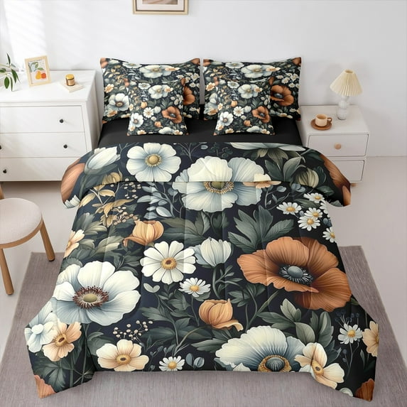 Castle Fairy Girls Chic Flower 7-Piece Twin Bedding Sets,Spring Graden Bedding Comforter Set,Rustic Vintage Breathable Sheet Sets,Luxury Bedroom Decor