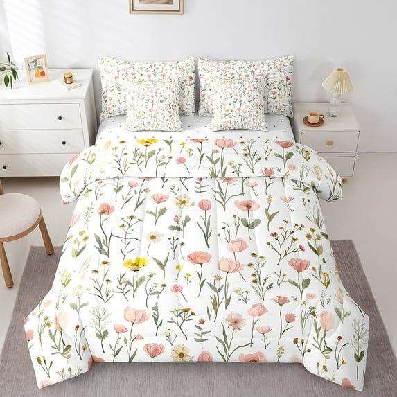 Castle Fairy Girls Chic Flowers Bedding Comforter Set,Spring Garden King Bedding Sets