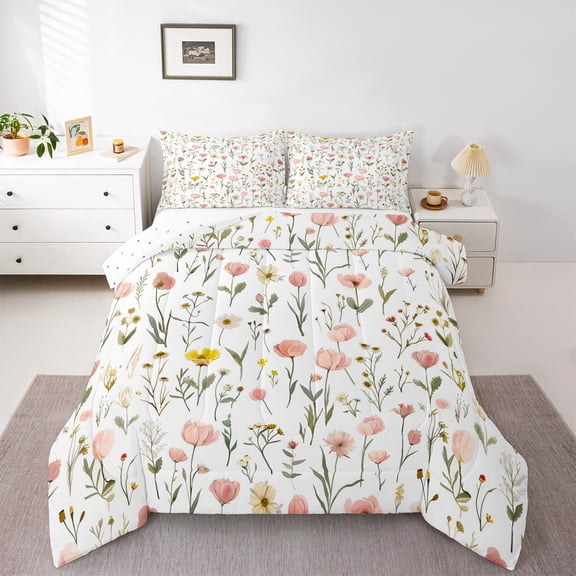 Castle Fairy Girls Chic Flowers Twin Comforter Sets,Spring Garden Bedding Set