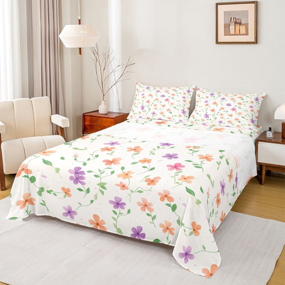 Castle Fairy Girls Colorful Flowers Bed Sheets,Spring Garden King Sheets