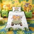 thumbnail image 1 of Castle Fairy Girls Cute Cartoon Safari Animal Twin Size Sheets 3pcs,Tropical Leaf Truck Bedding,Green White,1 Fitted Sheet,1 Flat Sheet and 1 Pillowcase, 1 of 6