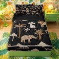 thumbnail image 1 of Castle Fairy Girls Elephant Zebra Lion Palm Tree Zipper Full Size Comforter Sets with Fitted Sheet and 2 Pillowcases,Animal Koala Zipper Bedding Set,Brown Black,Black Reversible,4pcs, 1 of 6