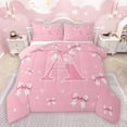 thumbnail image 1 of Castle Fairy Girls Female Cartoon Ribbon Bow Initial Alphabet A Full Size Comforter Sets 3-Piece,Dreamy Princess Bedding Comforter Set,Cute Bow Knot Lightweight Bedding Sets,Breathable Home Decor, 1 of 8