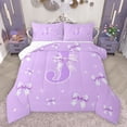 thumbnail image 1 of Castle Fairy Girls Female Cartoon Ribbon Bow Initial Alphabet J Bedding Comforter Set 2pcs,Dreamy Princess Bow Knot Twin Comforter Sets Microfiber,Bling Stars Print Breathable Bedding Set, 1 of 8