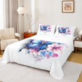 thumbnail image 1 of Castle Fairy Girls Floral Butterfly Full Size Sheets,Blue Pink Bed Sheets, 1 of 7