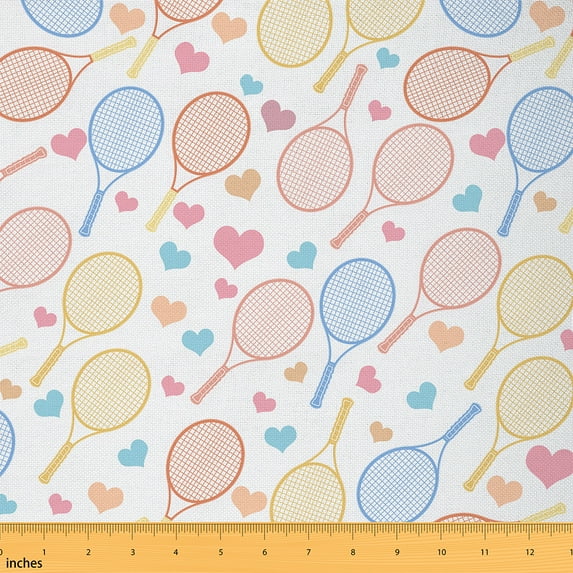 Castle Fairy Girls Gamer Tennis Fabric by the Yard 1 Yard,Sport Theme Home Decor Fabric by the Yard,Love Heart Print Room Decor Fabric by the Yard,Ultra Soft Home Decor