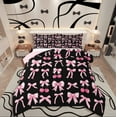 thumbnail image 1 of Castle Fairy Girls Kawaii Bow 2pcs Bedding Comforter Set,Dreamy Princess Twin Comforter Sets,Black Pink Breathable Bedding Set,Lightweight Room Decor, 1 of 8