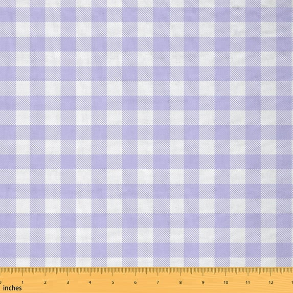 Castle Fairy Girls Minimalist Buffalo Fabric by the Yard 1 Yard,Geometric Plaid Home Decor Fabric by the Yard,Purple White Room Decor Fabric by the Yard,Ultra Soft Home Decor