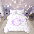 thumbnail image 1 of Castle Fairy Girls Monogrammed Letter 7-Piece Bedding Comforter Set,Purple Bow King Bedding Sets,Dreamy Princess Ultra Soft Bed Sheets,Super Cozy Room Decor, 1 of 8