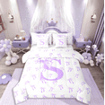 thumbnail image 1 of Castle Fairy Girls Monogrammed Letter 7-Piece Twin Bedding Sets,Purple Bow Bedding Comforter Set,Dreamy Princess Breathable Sheet Sets,Super Cozy Room Decor, 1 of 9