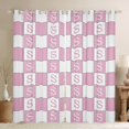 thumbnail image 1 of Castle Fairy Girls Monogrammed Letter Black Out Curtains,Geometric Plaid Curtains Pack of 2 (42x63 Each),Alphabet Lattice Bedroom Curtains,Lightweight Room Decor, 1 of 6