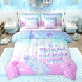 thumbnail image 1 of Castle Fairy Girls Ocean Mermaid Bedding Comforter Set 7 Pieces,Marine Dreamy Princess Full Bedding Set Lightweight,Bling Gradient Glitter Fitted Sheet Flat Sheet,Lightweight Room Decor,Reversible, 1 of 8