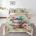 thumbnail image 1 of Castle Fairy Girls Vintage Teacup 2pcs Bedding Comforter Set,Pink Flower Twin Comforter Sets,Rustic Romantic Breathable Bedding Set,Breathable Home Decor, 1 of 8