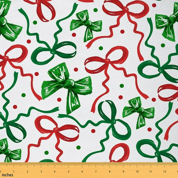 Castle Fairy Girly Bow-Tie Fabric by the Yard 1 Yard,Polka Dots Home Decor Fabric by the Yard,Green Red Room Decor Fabric by the Yard,Ultra Soft Xmas Home Decor