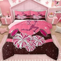 Castle Fairy Girly Dreamy Dance Bedding Comforter Set 2pcs for Kids Teens,Bling Glitter Twin Comforter Sets Microfiber,Cheer Theme Breathable Bedding Set,Breathable Home Decor,Reversible