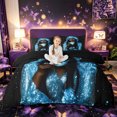 thumbnail image 1 of Castle Fairy Glam Black Woman Duvet Cover King,Bling Starry Sky Print King Bedding,Blue Silver,Black Reversible,1 Duvet Cover and 2 Pillowcases, 1 of 6