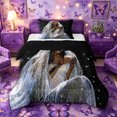 thumbnail image 1 of Castle Fairy Glam Black Woman Twin Comforter Sets 2pcs,Glitter Stars Print Bedding Set,Silver,Black Reversible,1 Comforter and 1 Pillowcase, 1 of 6