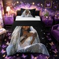 thumbnail image 1 of Castle Fairy Glam Black Woman Twin Duvet Cover,Glitter Stars Print Twin Bedding,Silver,Black Reversible,1 Duvet Cover and 1 Pillowcase, 1 of 6