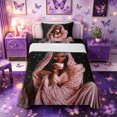 thumbnail image 1 of Castle Fairy Glam Black Woman Twin Sheets 3pcs,Stars Print Bedding,Pink White,1 Fitted Sheet, 1 Flat Sheet and 1 Pillowcase, 1 of 6