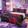 thumbnail image 1 of Castle Fairy Glam Black Women King Sheets 4pcs,Floral Quote Pattern Bedding,Crimson Black Cyan,1 Fitted Sheet, 1 Flat Sheet and 2 Pillowcases, 1 of 6