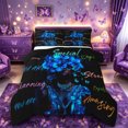 thumbnail image 1 of Castle Fairy Glam Black Women King Size Comforter Sets 3pcs,Floral Quote Pattern Comforters King Size,Azure Navy Orange,1 Comforter and 2 Pillowcases, 1 of 6