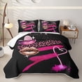 thumbnail image 1 of Castle Fairy Glam Print Twin Quilt Set,Lipstick Leopard Pattern Twin Coverlet Set,Pink Black, 1 of 7
